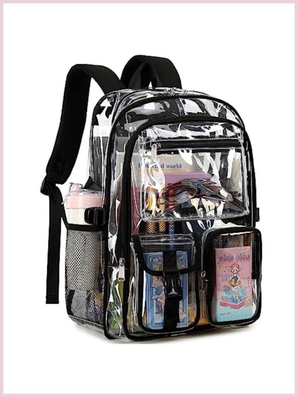 Clear Backpack PVC Heavy Duty Waterproof Transparent School Bookbag Large